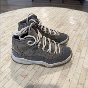 Gray and White Toddler Jordans 11C